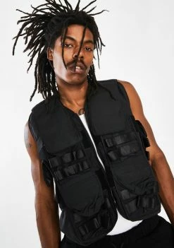 Jaded London Outerwear Black Nylon Utility Vest