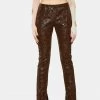 Jaded London Brown Vegan Leather Flared Leg Trousers Bottoms