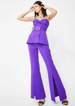 Jaded London Purple Suit Top With Chain Strap Detail Tops