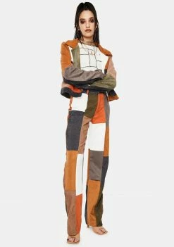 Jaded London Mixed Patchwork Cord Wide Leg Trousers Bottoms