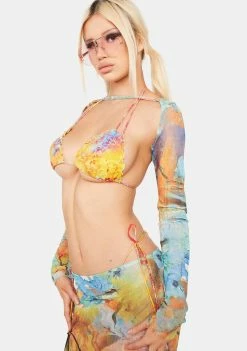 Jaded London Citrus Mesh Sleeves Swim