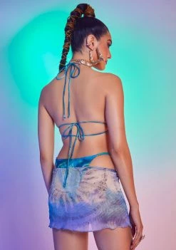 Jaded London Soleil Print Mesh Micro Swim Skirt