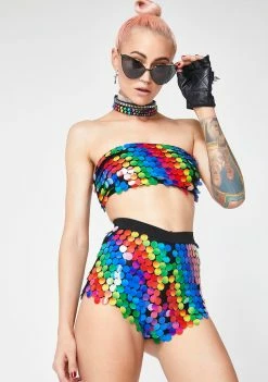 Jaded London Rainbow Sequin Hot Pants