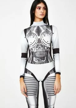 Jaded London Robot Print Long Sleeve Catsuit Jumpsuits & Rompers