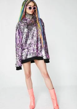 Jaded London Flip Sequin Hoodie Tops