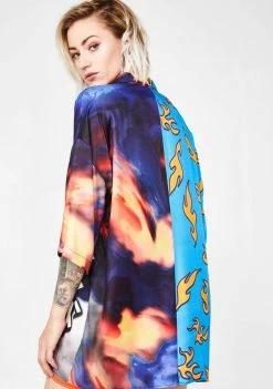 Best deal ๐ Jaded London Tops Half Flame Half Anime Printed ๐ Shirt ๐ฏ 9 Jaded London Tops Half Flame Half Anime Printed Shirt