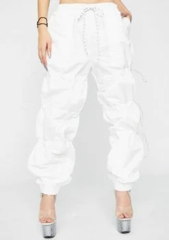 Jaded London White Toggle Cuffed Joggers Bottoms