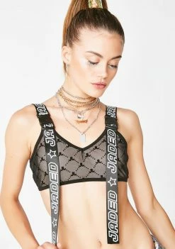 Jaded London Tops Mesh Crop With Buckles