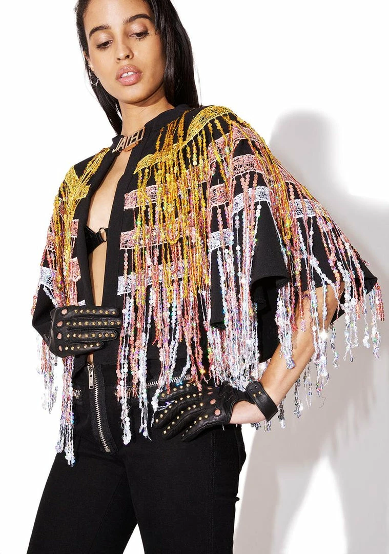 Flash Sale π Jaded London Outerwear Sequin Fringe Cape π 4 Jaded London Outerwear Sequin Fringe Cape