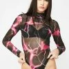 Jaded London Lightning Print Mesh Bodysuit Tops