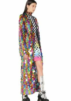 Jaded London Rainbow Sequin Maxi Kimono Outerwear