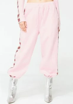 Jaded London Bottoms Heart Sequin Sweat Joggers