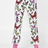 Jaded London White Butterfly Print Kick Flare Jeans