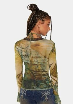 Buy โค๏ธ Jaded London Capulet Mesh Long Sleeve Top ๐ Dress Blouses ๐ 9 Jaded London Capulet Mesh Long Sleeve Top Dress Blouses