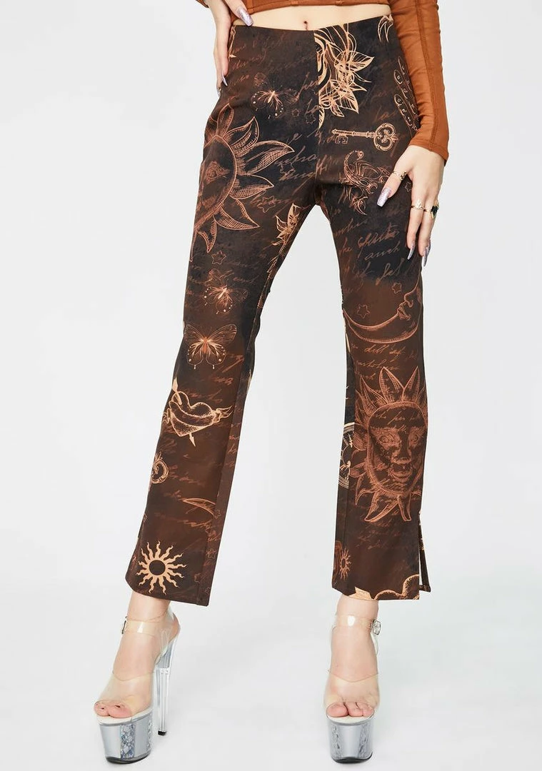 Outlet ⭐ Jaded London Bottoms Mystic Tattoo Kick Flare Trousers ✔️ 3 Jaded London Bottoms Mystic Tattoo Kick Flare Trousers