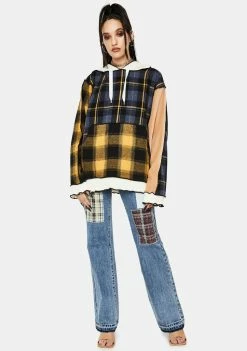 Jaded London Mixed Check Oversized Hoodie