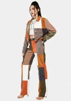 Jaded London Mixed Patchwork Cord Wide Leg Trousers Bottoms