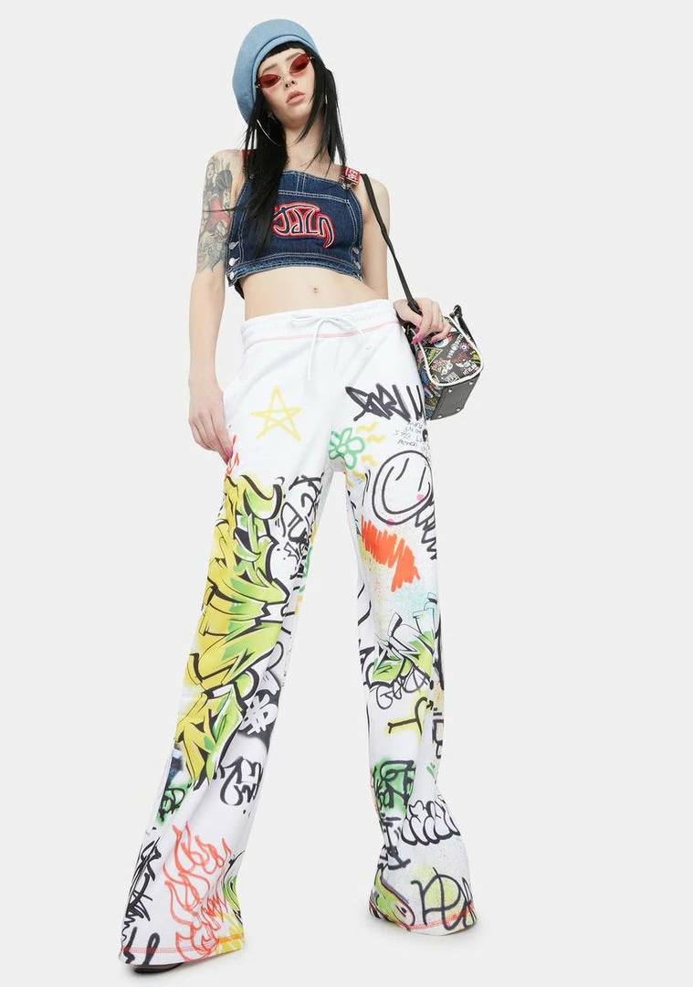 Top 10 π₯ Jaded London Doodle Graffiti Print Wide Leg Sweatpants π 5 Jaded London Doodle Graffiti Print Wide Leg Sweatpants