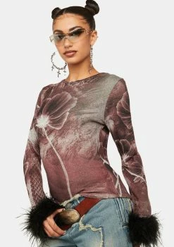 Jaded London Tops Ocelli Feather Cuff Knit Jumper