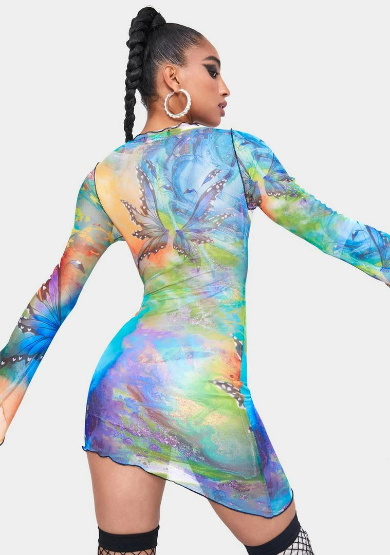 Wholesale ⭐ Jaded London 👗 Dresses Mix Fairy Print Tie Front Mesh 👗 Dress 🤩 6 Jaded London Dresses Mix Fairy Print Tie Front Mesh Dress