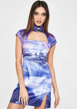 Jaded London Futuristic High Neck Cutout Dress