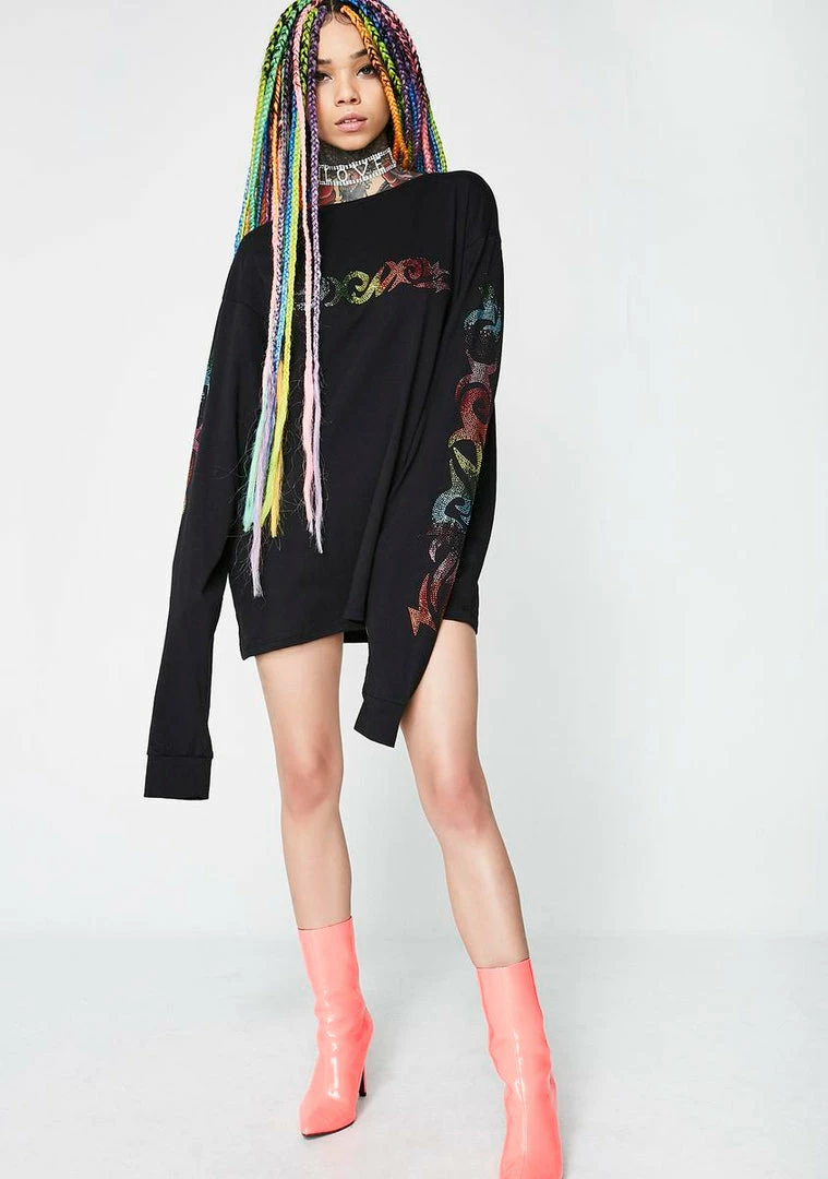 Buy π Jaded London Tops Long Sleeve Tee With Diamante Sleeves π 7 Jaded London Tops Long Sleeve Tee With Diamante Sleeves