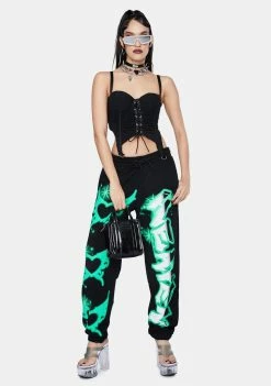 Jaded London Lime Butterfly Print Sweatpants Bottoms