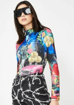 Jaded London Retro 80s Collage Print Bodysuit Tops