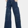 Jaded London Oversized Low Rise Skater Jeans With Contrast Stitching Bottoms