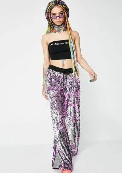 Jaded London Wide Leg Flip Sequin Joggers Bottoms