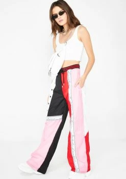 Jaded London Bottoms Paneled Crinkle Poly Joggers