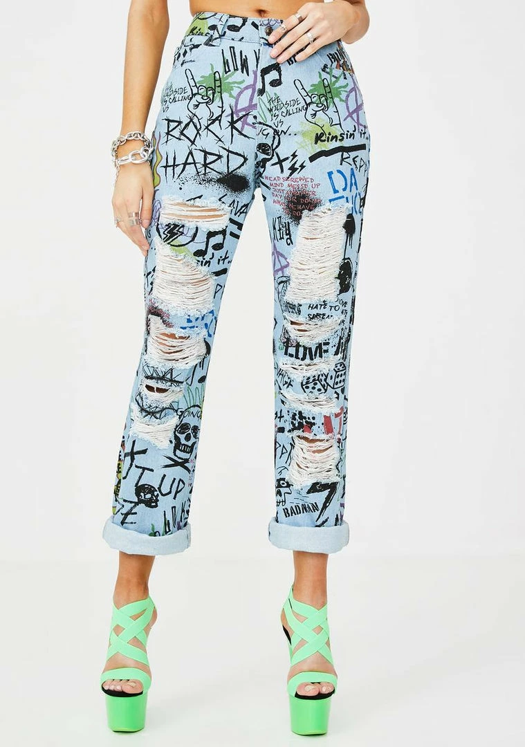 Top 10 β Jaded London Bottoms Graffiti Print Extreme Rip Denim π Jeans π 3 Jaded London Bottoms Graffiti Print Extreme Rip Denim Jeans