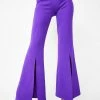 Jaded London Purple Split Front Flared Leg Trousers