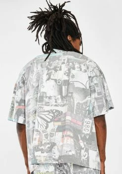 Jaded London Washed Collage Oversized Graphic Tee