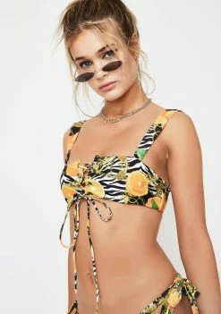 Jaded London Orange Scarf Print Bikini Top Swim