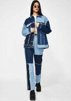 Jaded London Oversized Patchwork Denim Jacket Outerwear