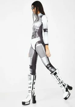 Jaded London Robot Print Long Sleeve Catsuit Jumpsuits & Rompers