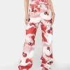 Jaded London Cherry Swirl Print Slouchy Boyfriend Jeans Bottoms
