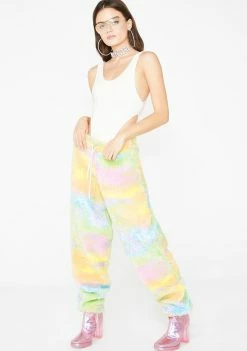 Jaded London Bottoms Rainbow Fleece Joggers