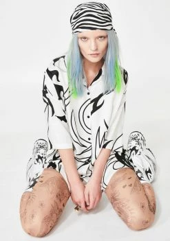 Jaded London Black N' White Tattoo Print Shirt Tops