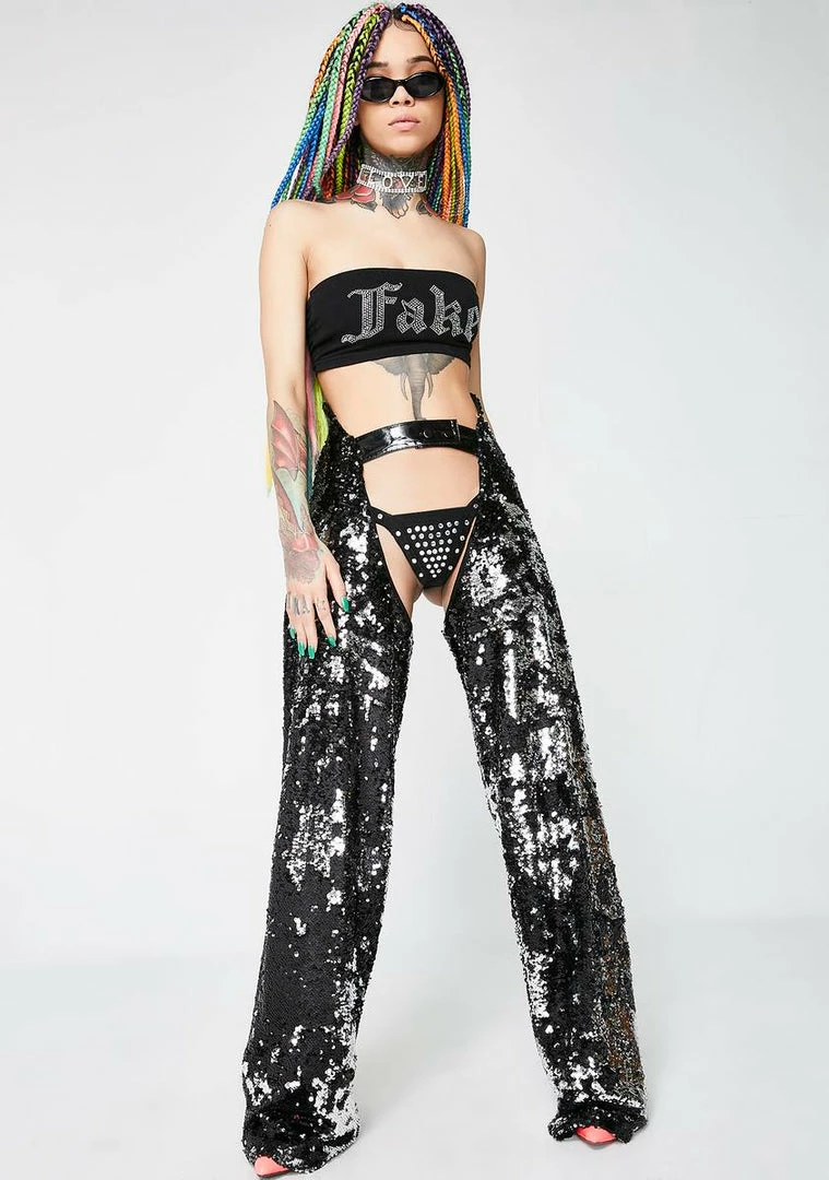 Cheapest β€οΈ Jaded London Bottoms Flip Sequin Chaps π₯ 7 Jaded London Bottoms Flip Sequin Chaps