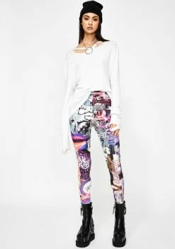 Jaded London Lips Collage Print Leggings Bottoms