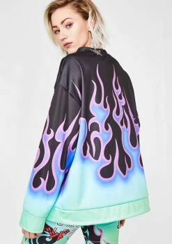Jaded London Flame Print Oversized Sweatshirt