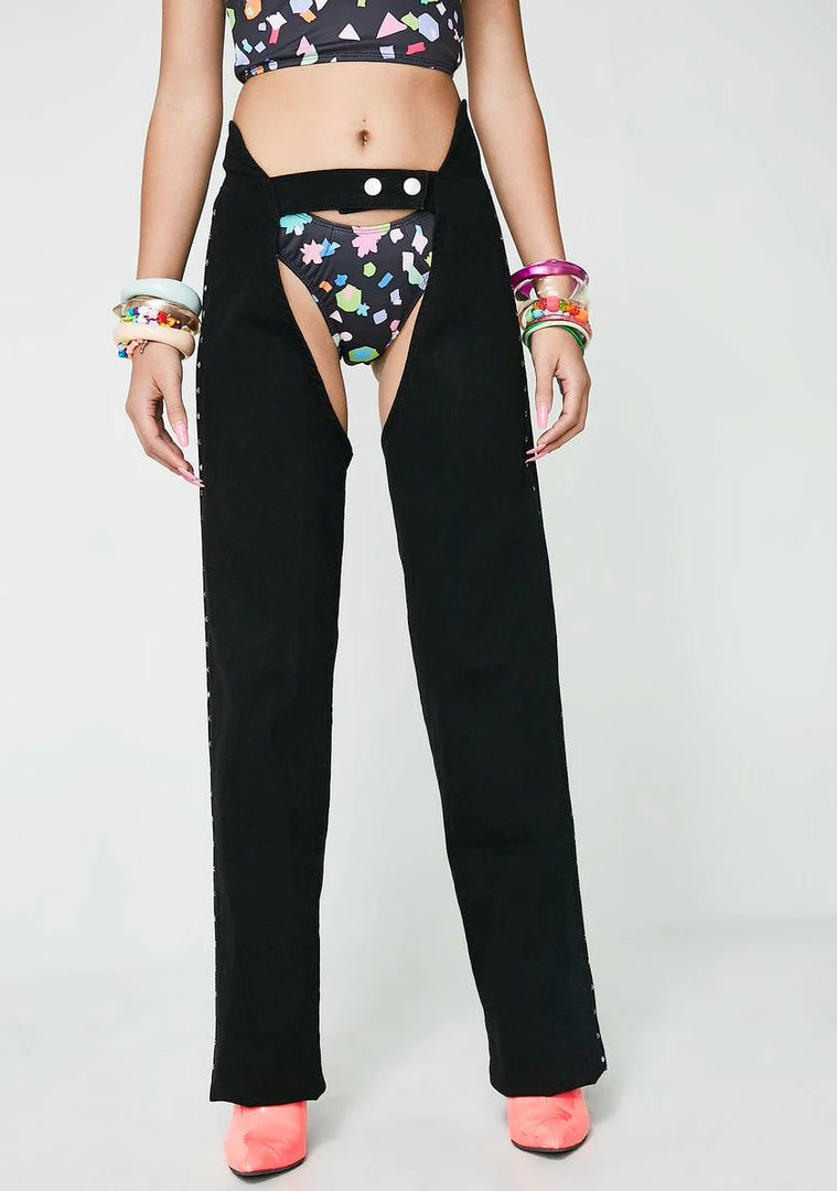 Deals π Jaded London Bottoms Black Denim Chaps β 3 Jaded London Bottoms Black Denim Chaps