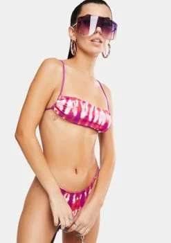 Jaded London Swim Tie Dye Print Bandeau Bikini Top