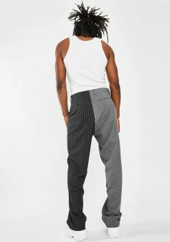 Jaded London Spliced Grey Pinstripe Loose Fit Trousers
