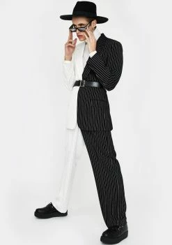 Jaded London Spliced Black & White Suit Trousers