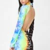 Jaded London Tie Dye Print Long Sleeve Dress Dresses