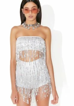 Jaded London Bottoms Sequin Fringe Shorts