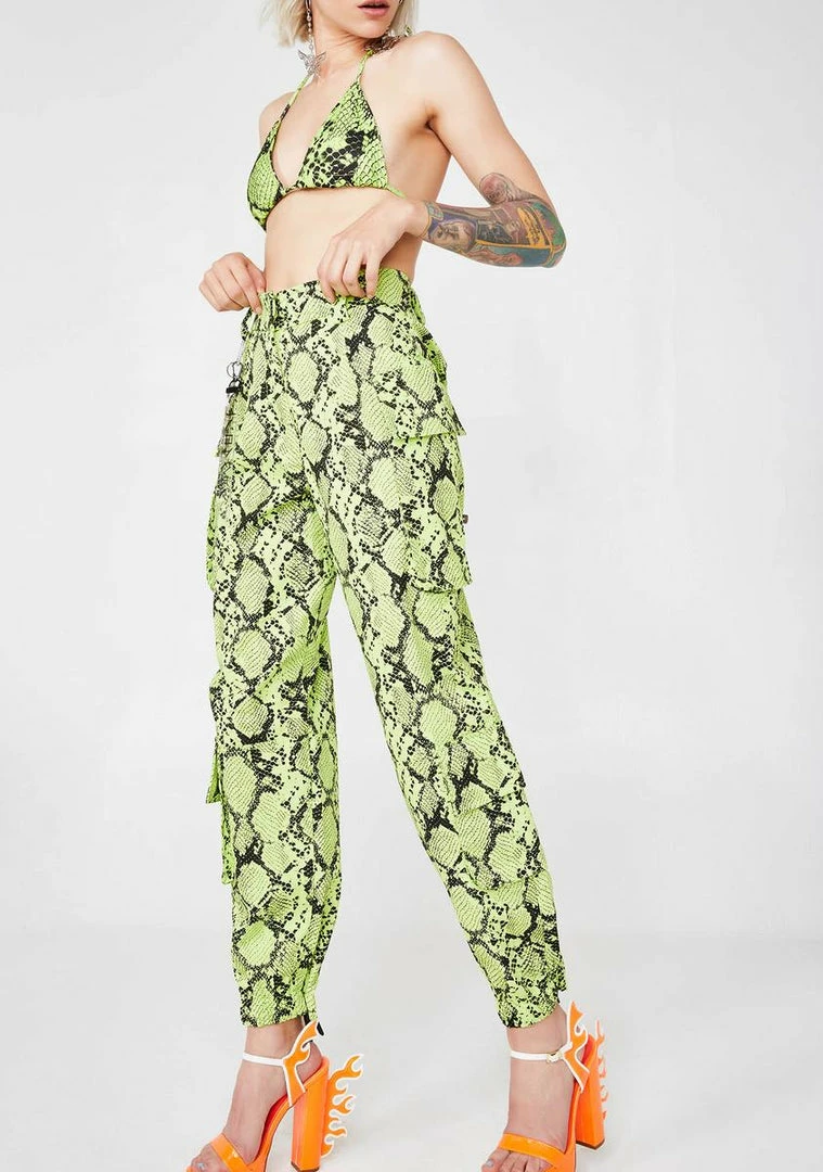 New π Jaded London Neon Green Snakeskin Combat Trousers Bottoms π 4 Jaded London Neon Green Snakeskin Combat Trousers Bottoms